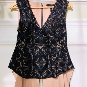 BCBG MAXAZRIA RENA LACE PEPLUM TOP XS